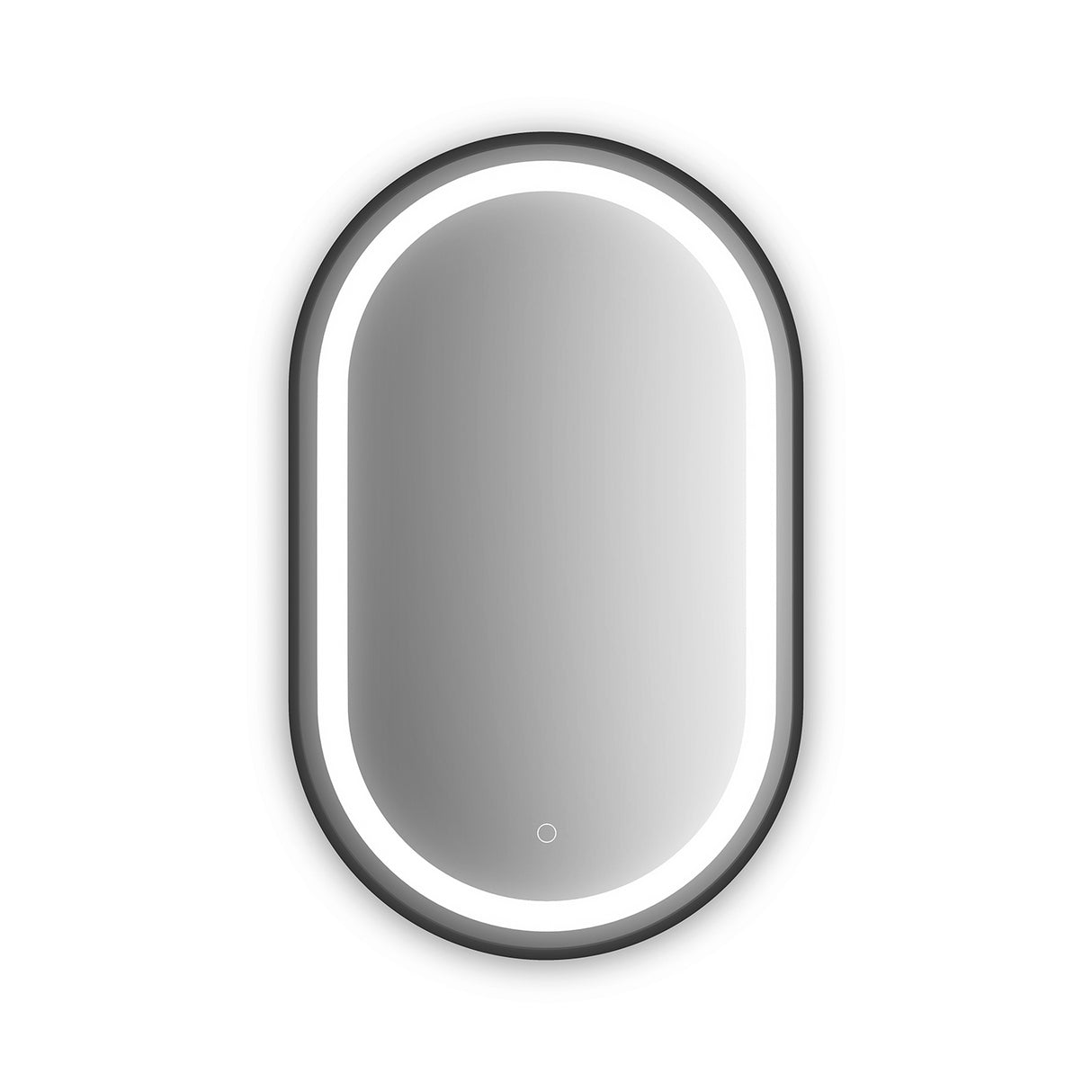 EFFECT Oblong LED Illuminated Oblong Shape Black Frame Mirror with Frosted Strip and Touch-Switch for Color Temperature Control 20 x 32 x 13/4