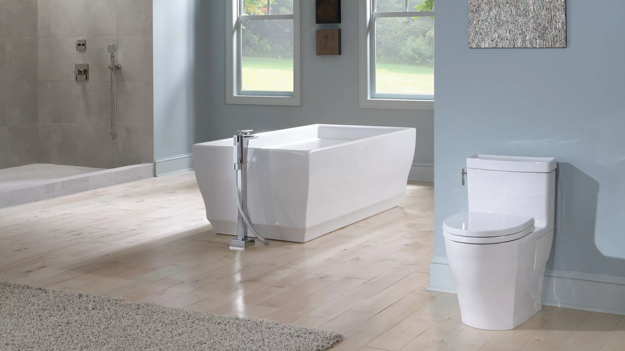 AimesOne-Piece Toilet, 1.28GPF, Elongated Bowl -WASHLET+ Connection