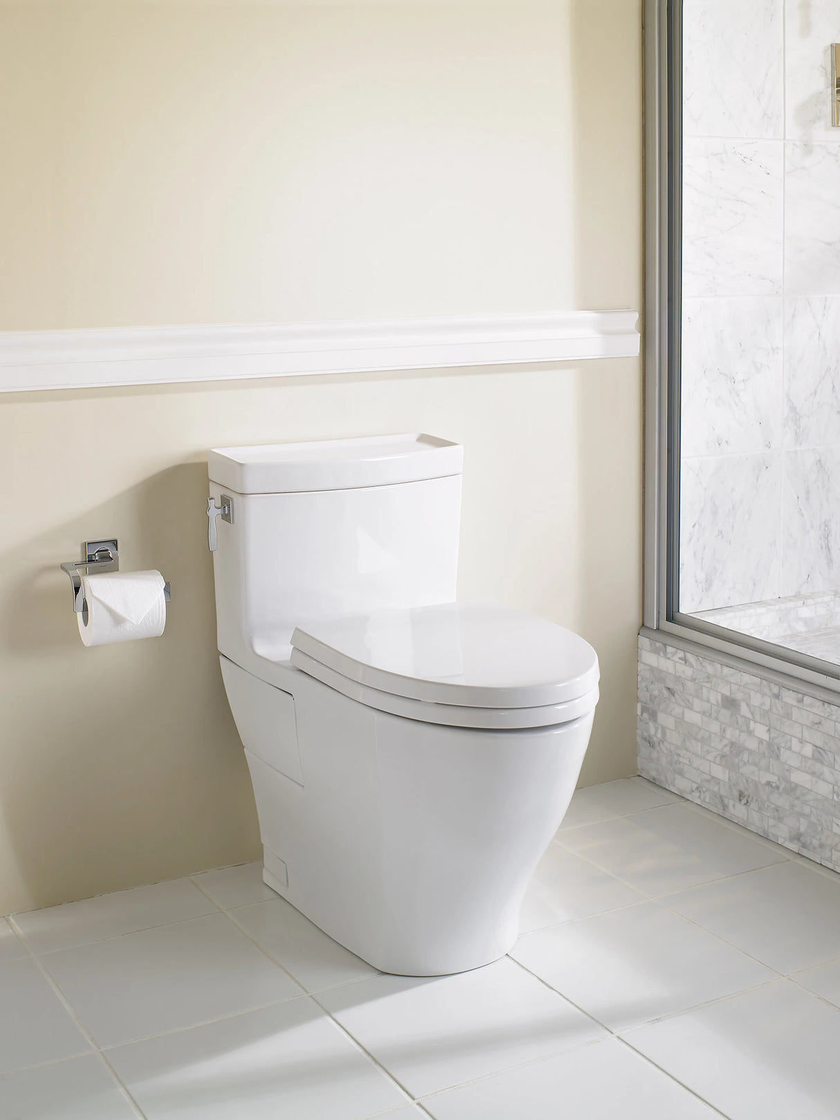 AimesOne-Piece Toilet, 1.28GPF, Elongated Bowl -WASHLET+ Connection