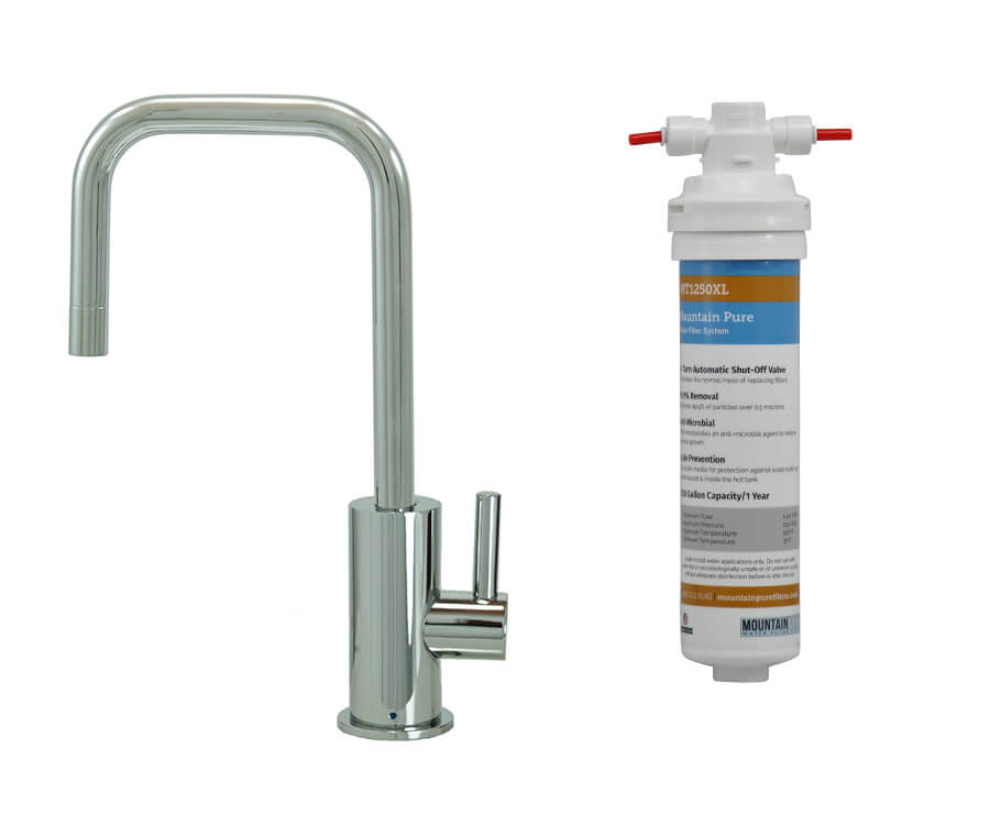 Point-of-Use Drinking Faucet with Contemporary Round Body & Handle (90° Spout) & Mountain Pure® Water Filtration System