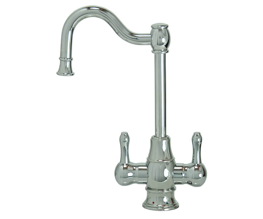 Hot & Cold Water Faucet with Traditional Double Curved Body & Curved Handles