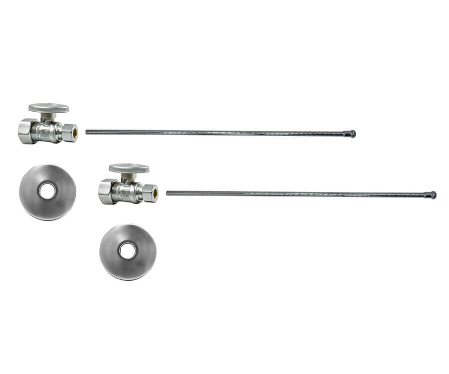 Lavatory Supply Kit - Brass Oval Handle with 1/4 Turn Ball Valve (MT410-NL) - Straight, No Trap
