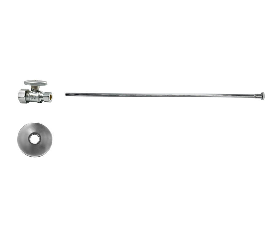 Toilet Supply Kit - Brass Oval Handle with 1/4 Turn Ball Valve (MT410-NL) - Straight, Flat Head Riser