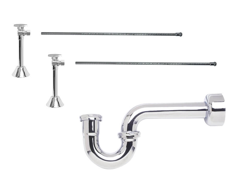 Lavatory Supply Kit - Brass Oval Handle with 1/4 Turn Ball Valve (MT316-NL) - Angle Sweat, P-Trap 1-1/2"