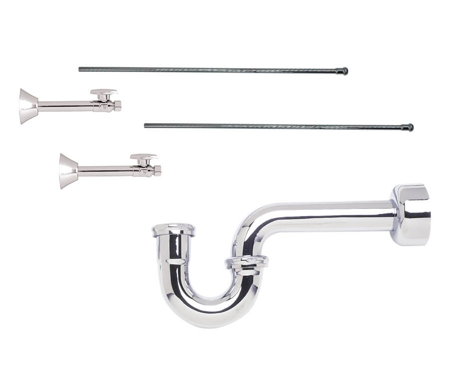 Lavatory Supply Kit - Brass Oval Handle with 1/4 Turn Ball Valve (MT317-NL) - Straight Sweat, P-Trap 1-1/2"