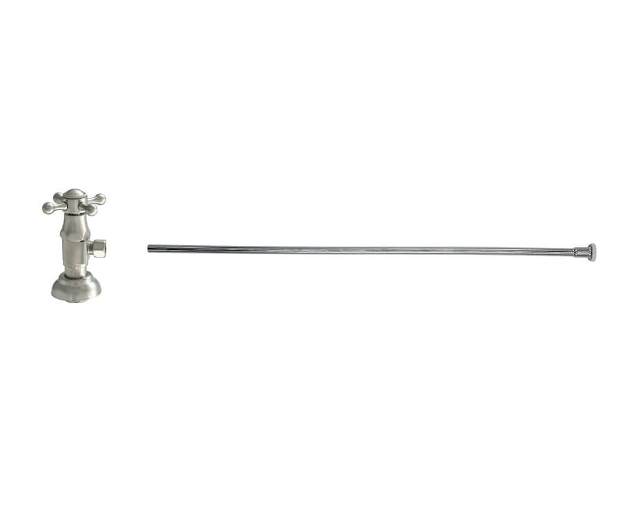 Toilet Supply Kit - Brass Cross Handle with 1/4 Turn Ceramic Disc Cartridge Valve (MT4004X-NL) - Angle, Flat Head Riser