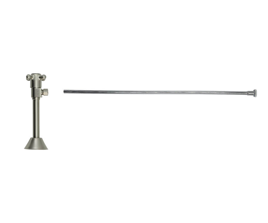 Toilet Supply Kit - Brass Cross Handle 1/4 Turn Ceramic Disc Cartridge Valve (MT416X-NL) - Angle Sweat, Flat Head Riser
