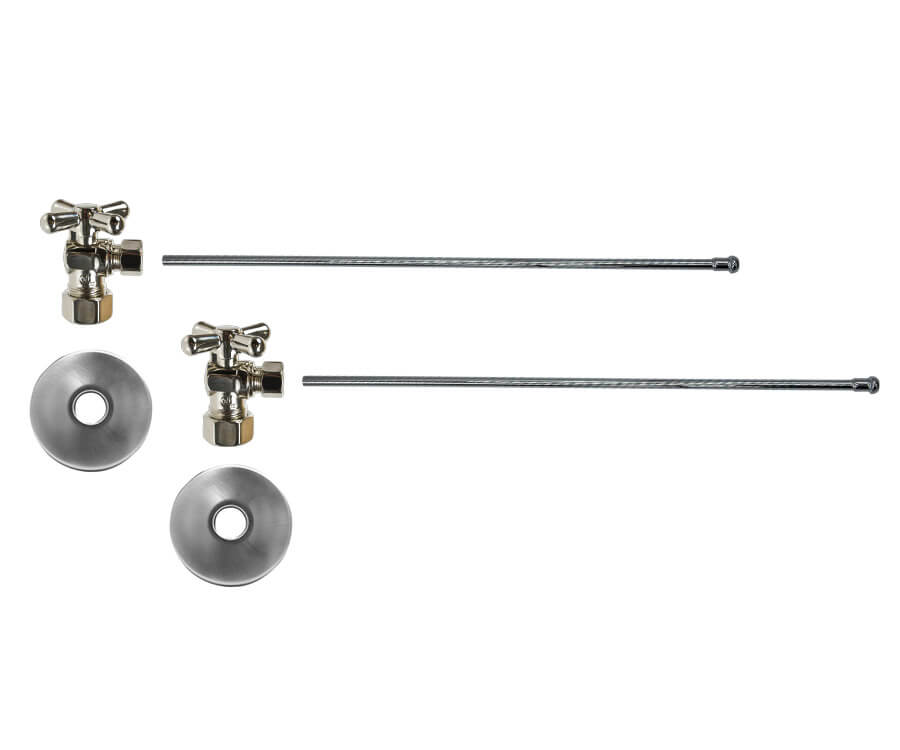 Lavatory Supply Kit - Brass Cross Handle with 1/4 Turn Ball Valve (MT621-NL) - Angle, No Trap