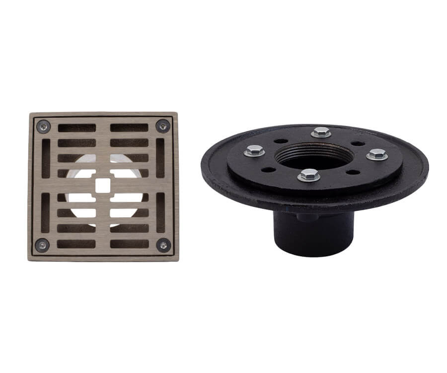 4" Square Complete Shower Drain - PVC