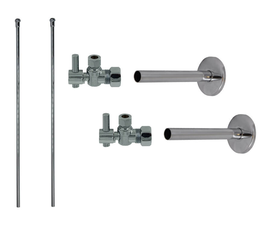 Lavatory Supply Kit - Mini Lever Handle with 1/4 Turn Ball Valve (MT521-NL) - Angle, Cover Tubes, No Trap