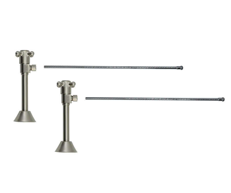 Lavatory Supply Kit - Brass Cross Handle with 1/4 Turn Ceramic Disc Cartridge Valve (MT416X-NL) - Angle Sweat, No Trap