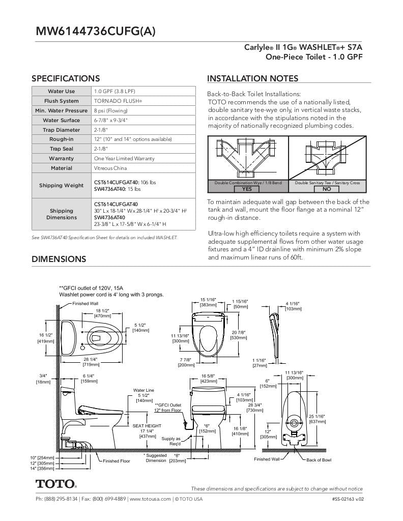Carlyle IIWASHLET + S7 One-Piece Toilet - 1.0 GPF