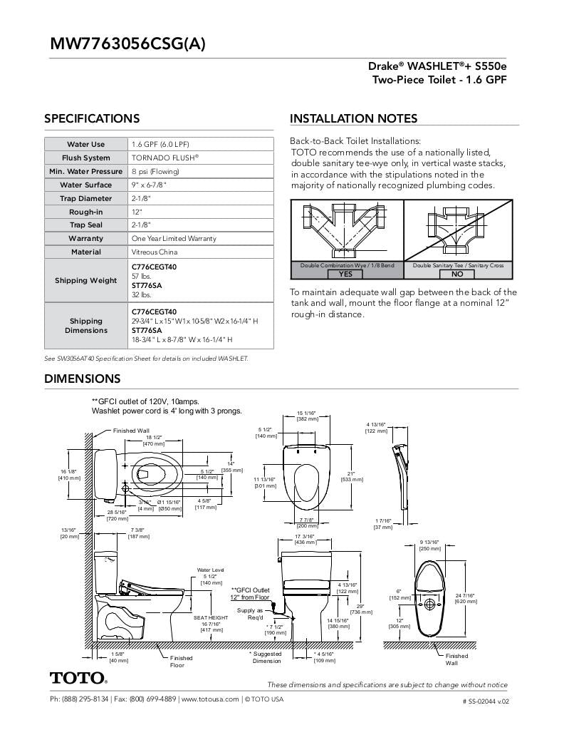 Drake WASHLET + C2 Two-Piece Toilet - 1.6 GPF
