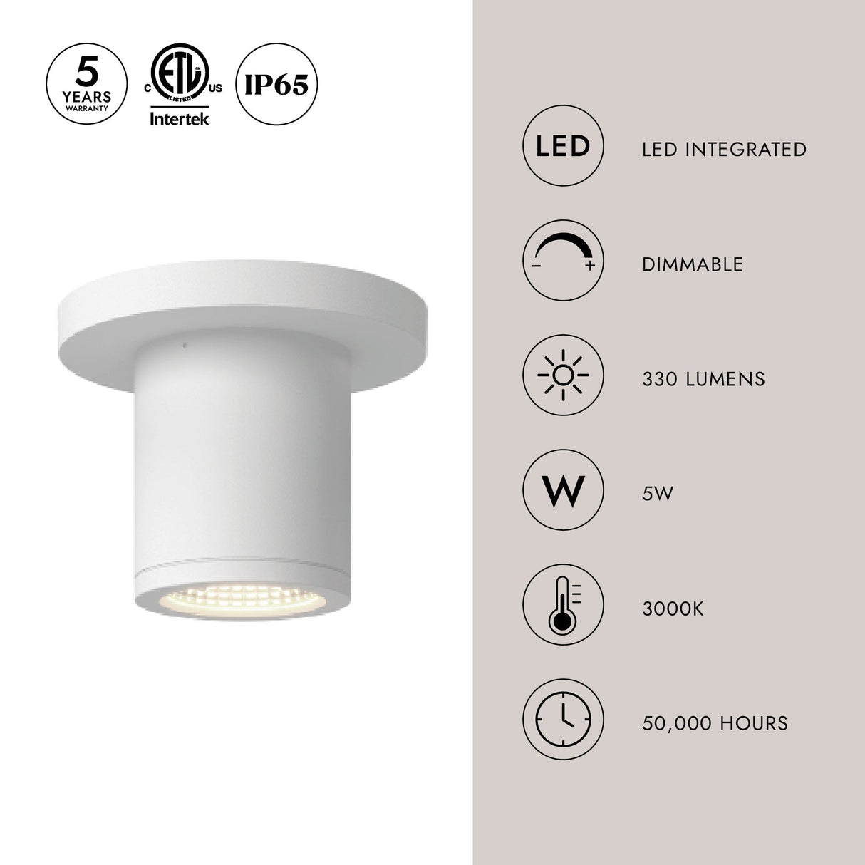 Kuzco Architectural Nordic 3-in (2-in Dia.) Exterior Ceiling