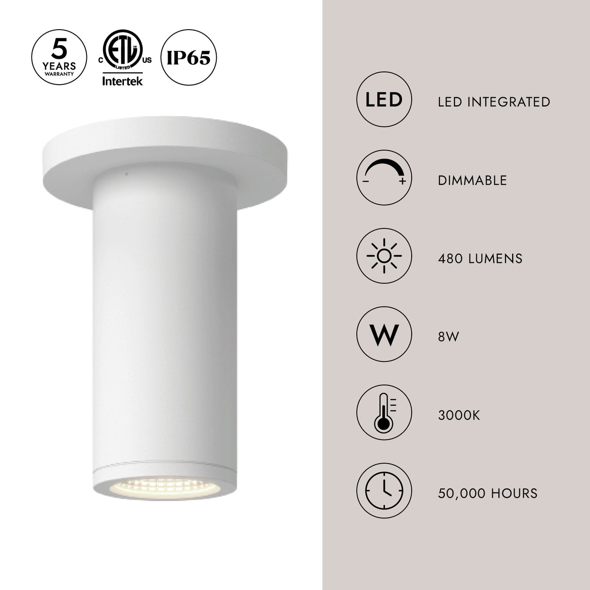 Kuzco Architectural Nordic 6-in (2-in Dia.) Exterior Ceiling