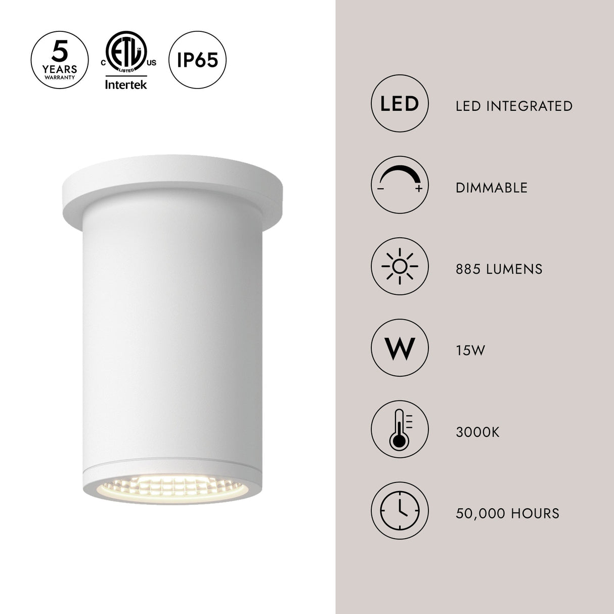 Kuzco Architectural Nordic 6-in (3-in Dia.) Exterior Ceiling
