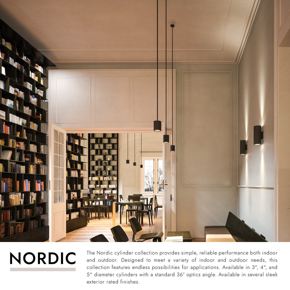 Kuzco Architectural Nordic 3-in (2-in Dia.) Exterior Pendant