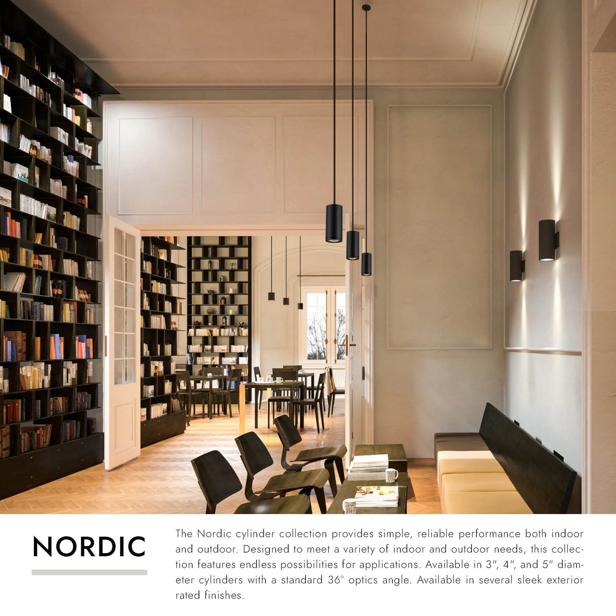 Kuzco Architectural Nordic 5-in (2-in Dia.) Exterior Pendant