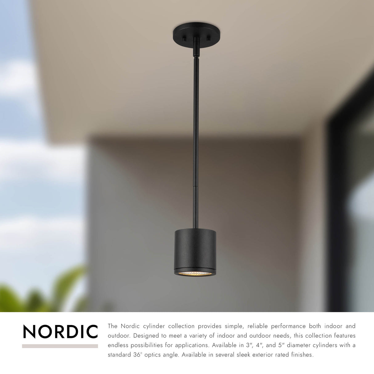 Kuzco Architectural Nordic 3-in (3-in Dia.) Exterior Pendant