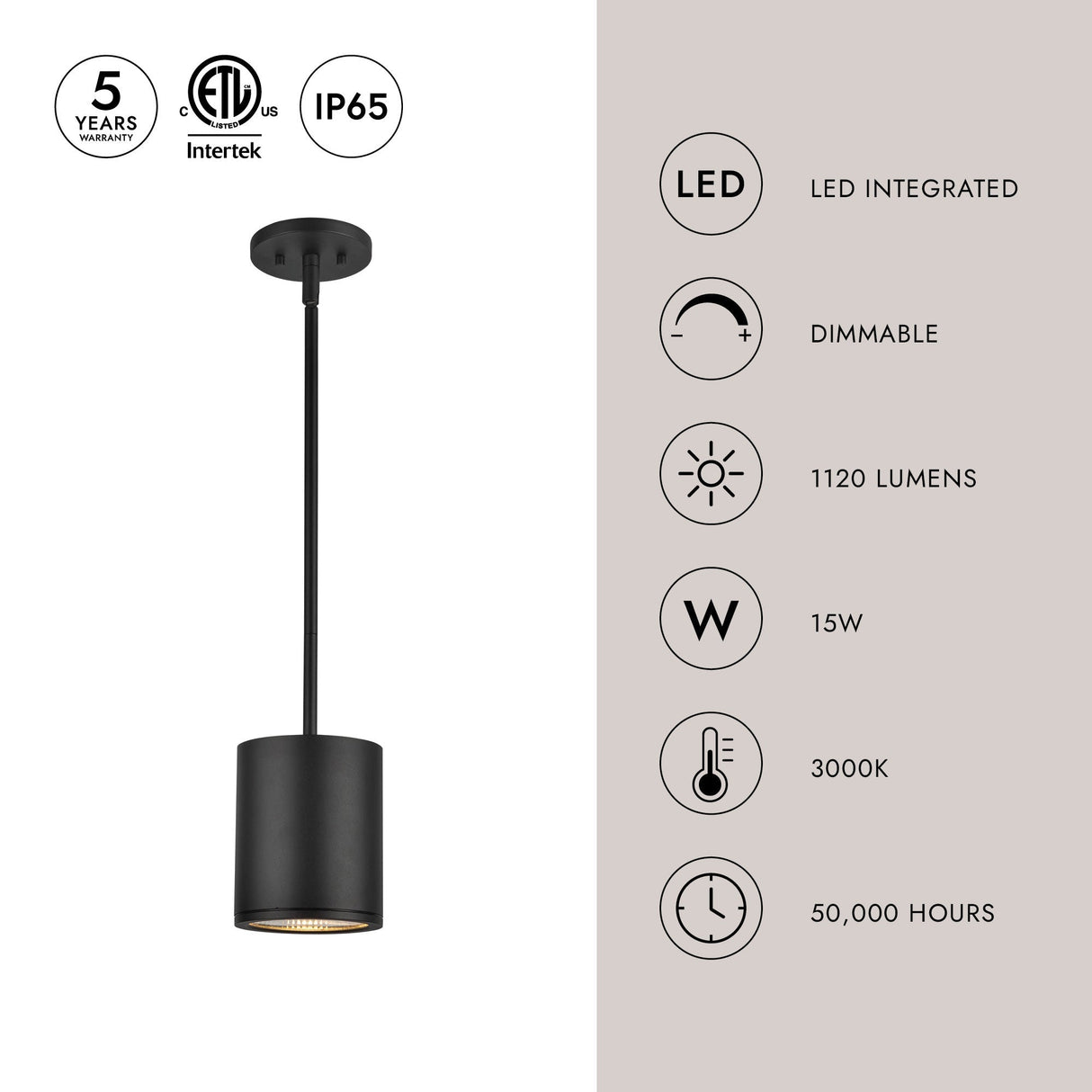 Kuzco Architectural Nordic 6-in (5-in Dia.) Exterior Pendant