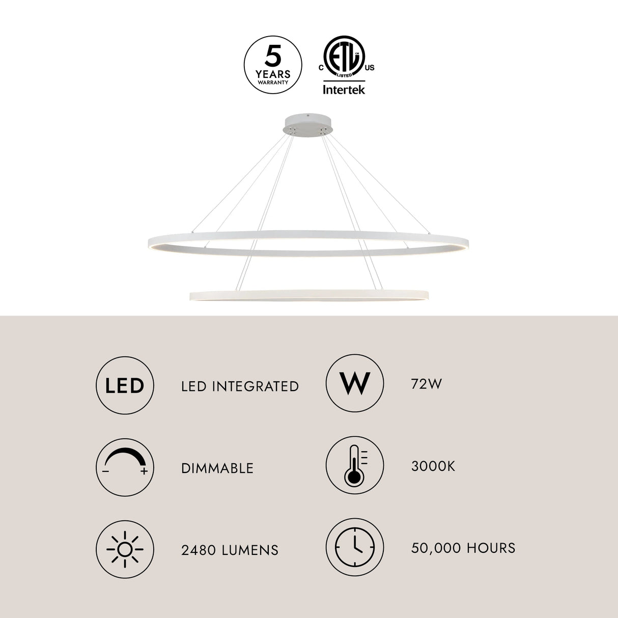 Kuzco Ovale 53-in 2 Layer Chandelier