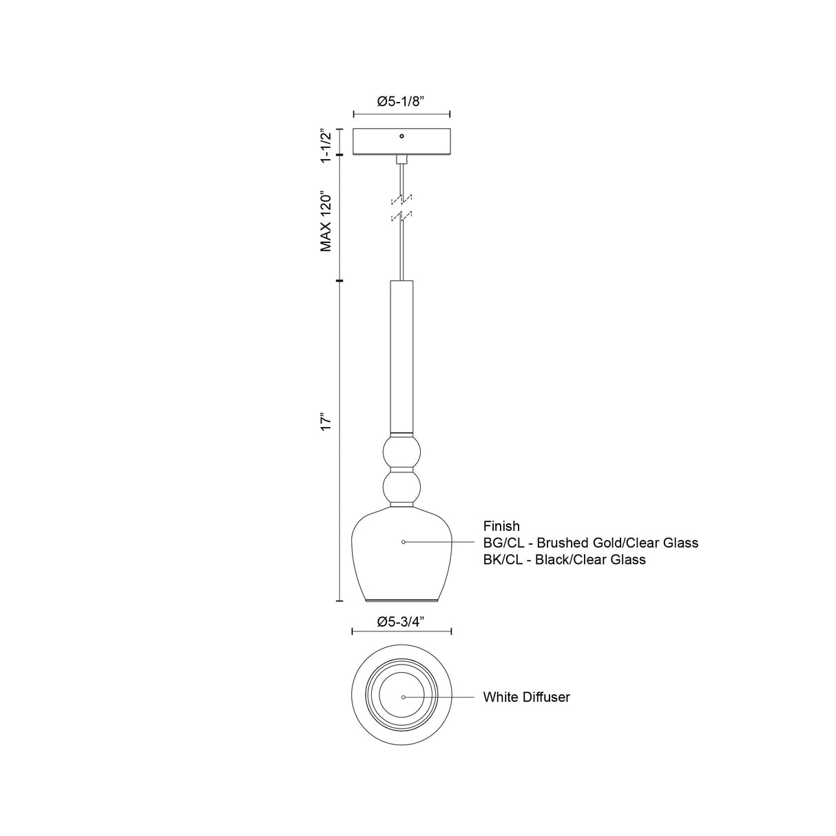 Kuzco Rise 6-in Pendant