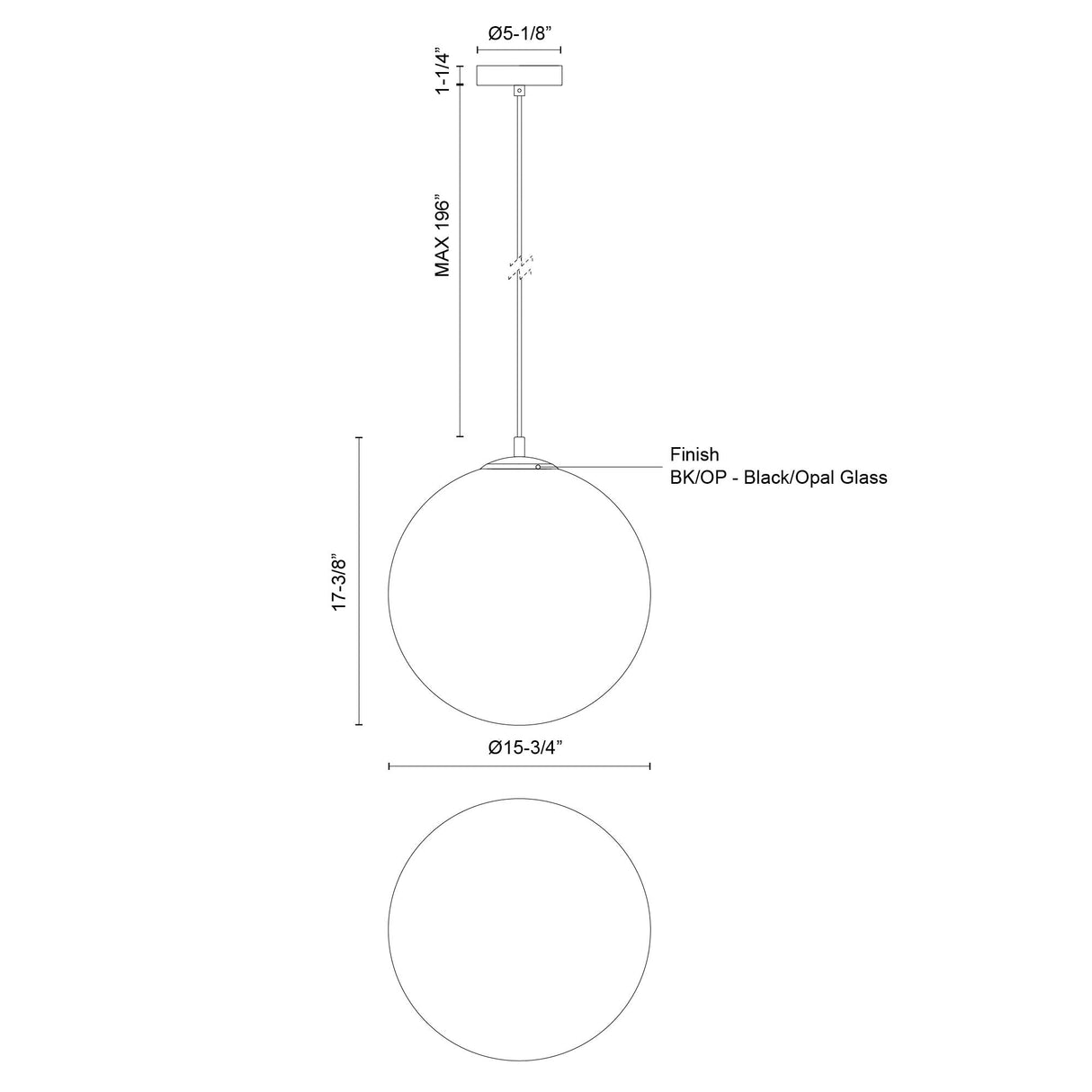Kuzco Marco 16-in (196-in Wire) LED Pendant