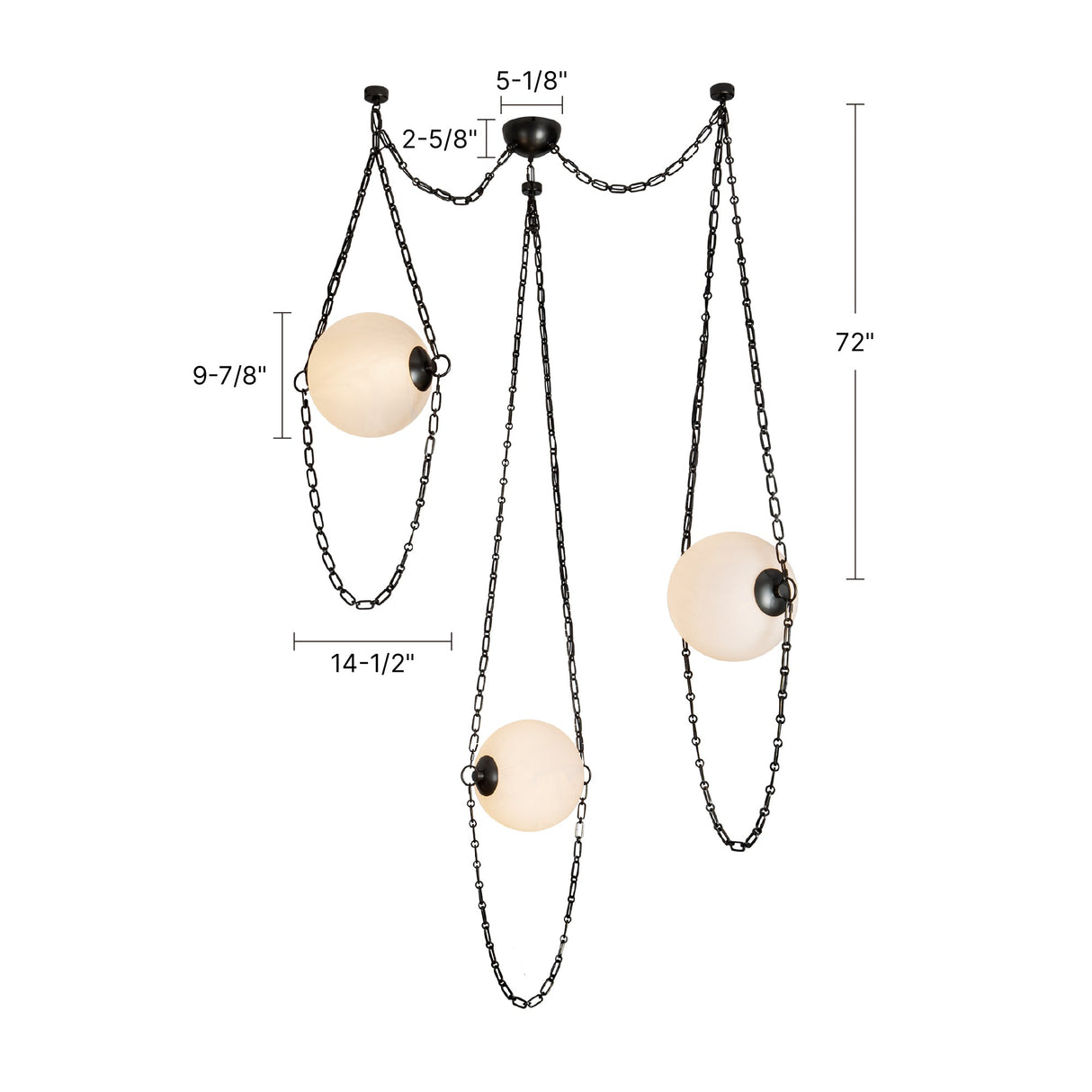 Alora Petra 10-in 3-Head Chandelier
