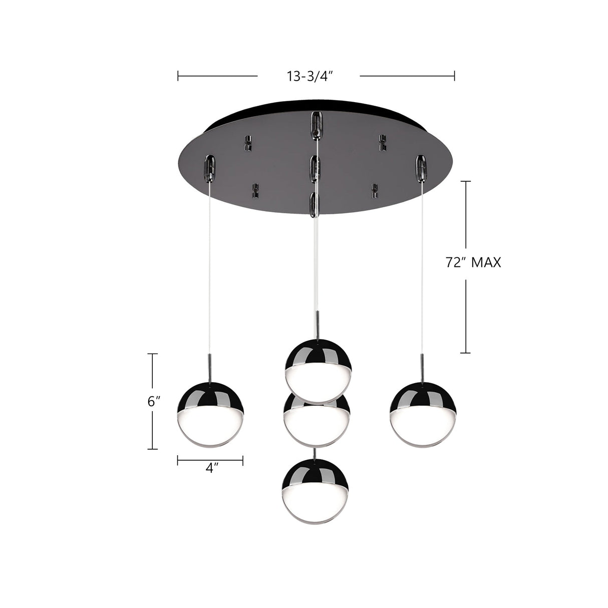 Kuzco Pluto 4-in 5 Head Multi Pendant