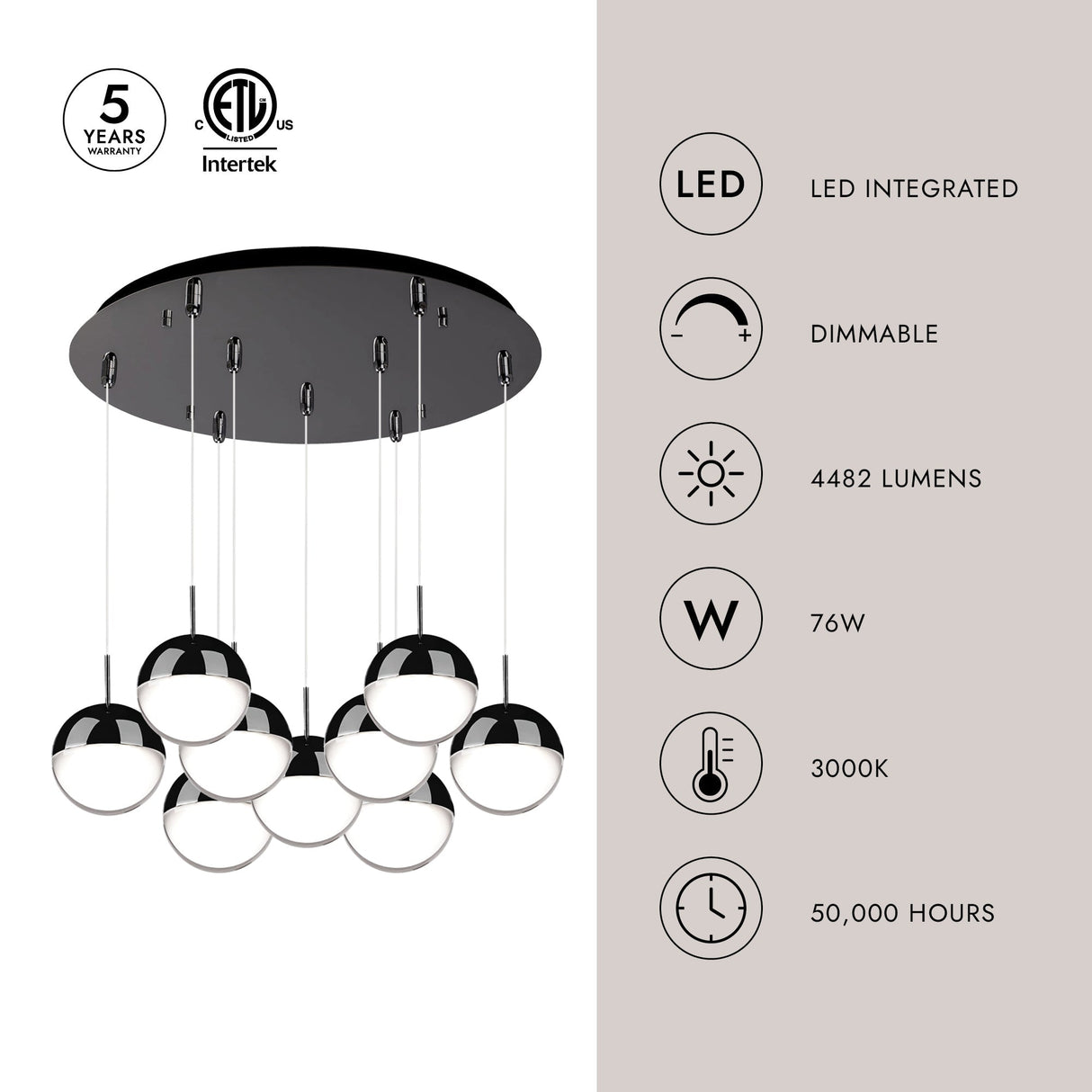 Kuzco Pluto 4-in 9 Head Multi Pendant