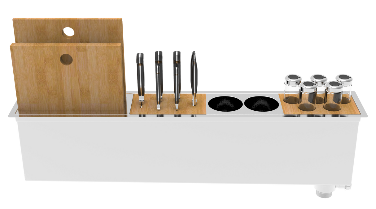 Panama Slim 35" Chef Prep Station and Trough Sink with Accessories