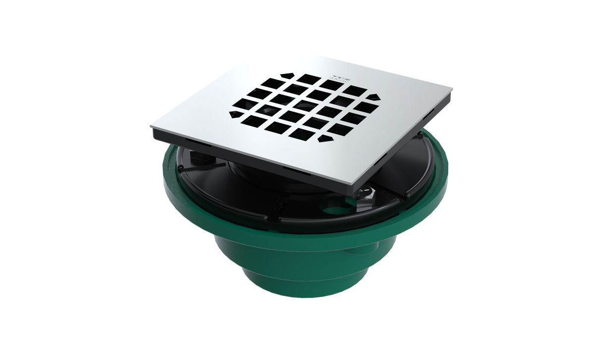 Cast Iron Shower Drain with 2" Outlet for use with Tile Bases (SD447-SS)