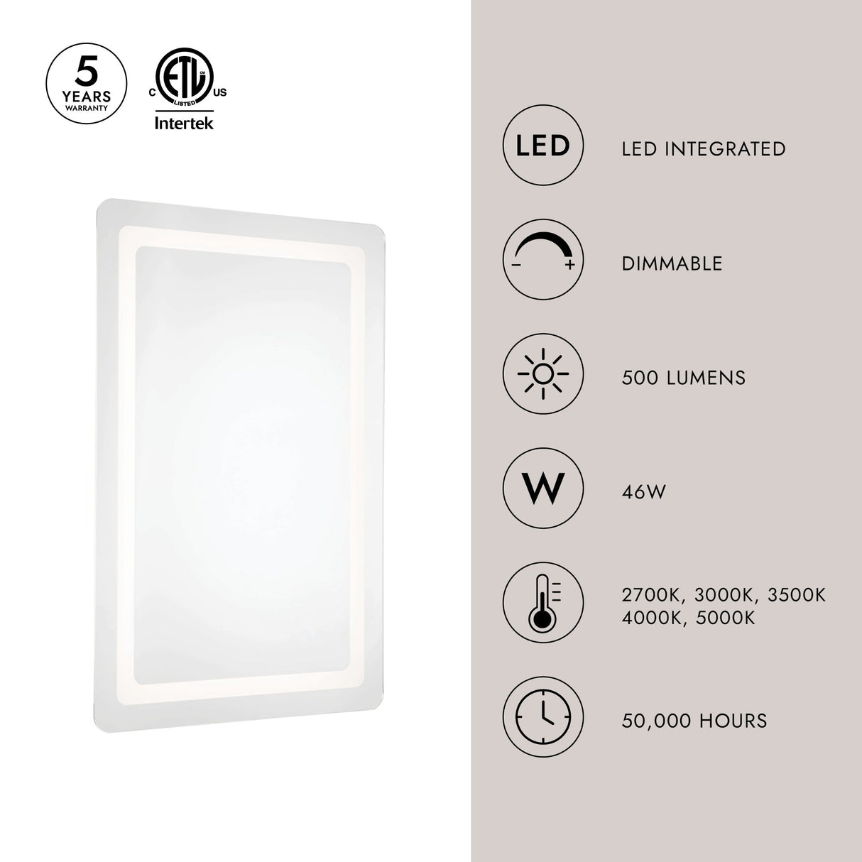 Kuzco Seneca 24-in Vanity Mirror