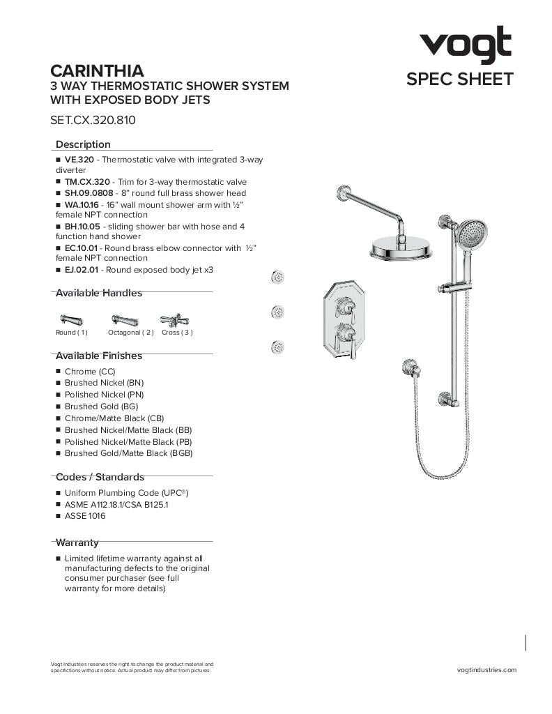CARINTHIA 3-WAY TH SHOWER KIT WITH BODY JETS