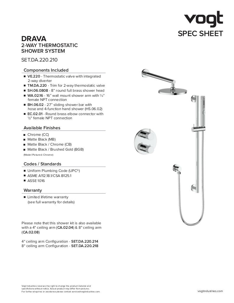 Vogt Drava 2-Way Thermostatic Shower System - image 2