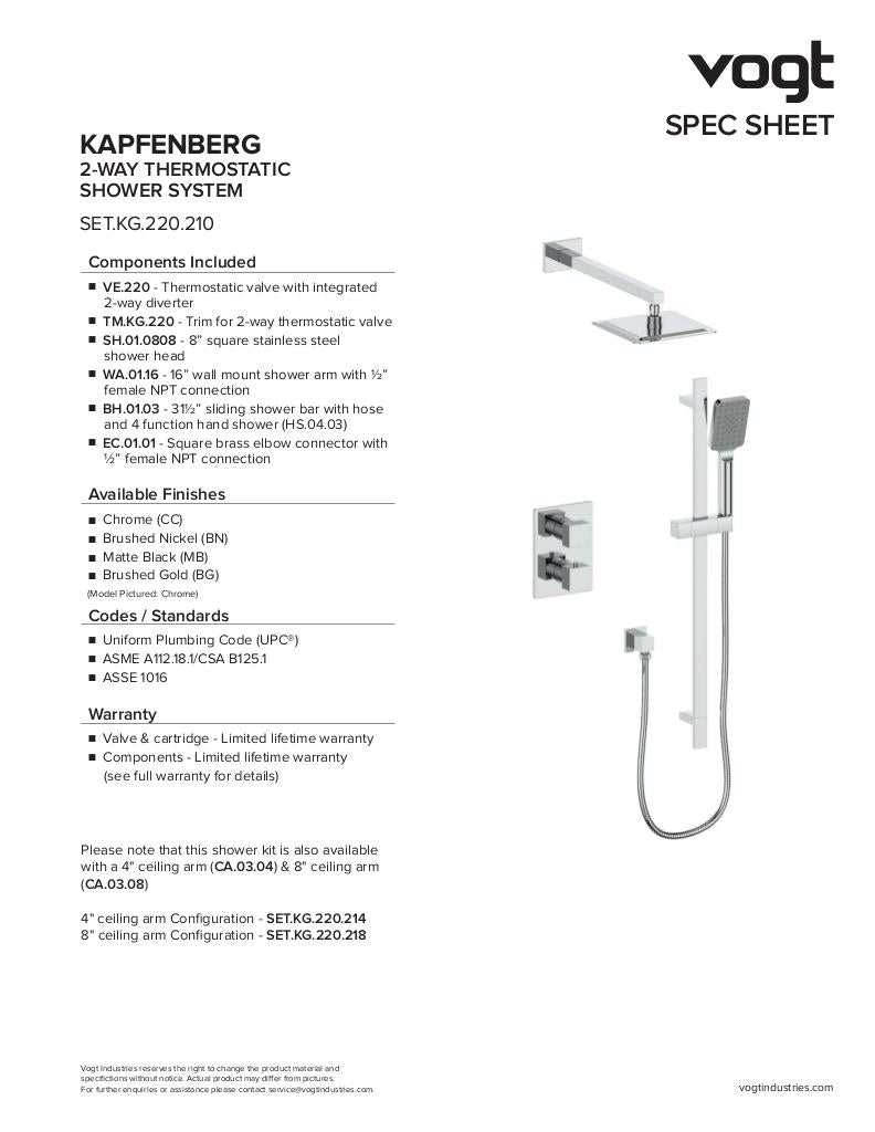 Vogt Kapfenberg 2-Way Thermostatic Shower Kit KG.220.210 - image 2
