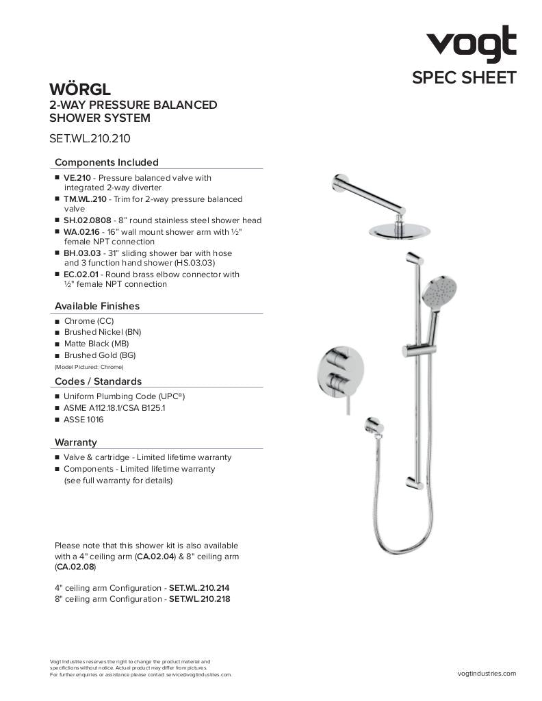 Vogt Worgl 2-Way Pressure Balanced Shower Kit SET.WL.210.210 - image 2
