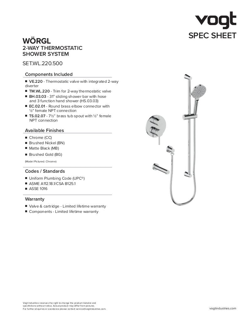 Vogt Worgl 2-Way Thermostatic Shower Kit SET.WL.220.500 - image 2