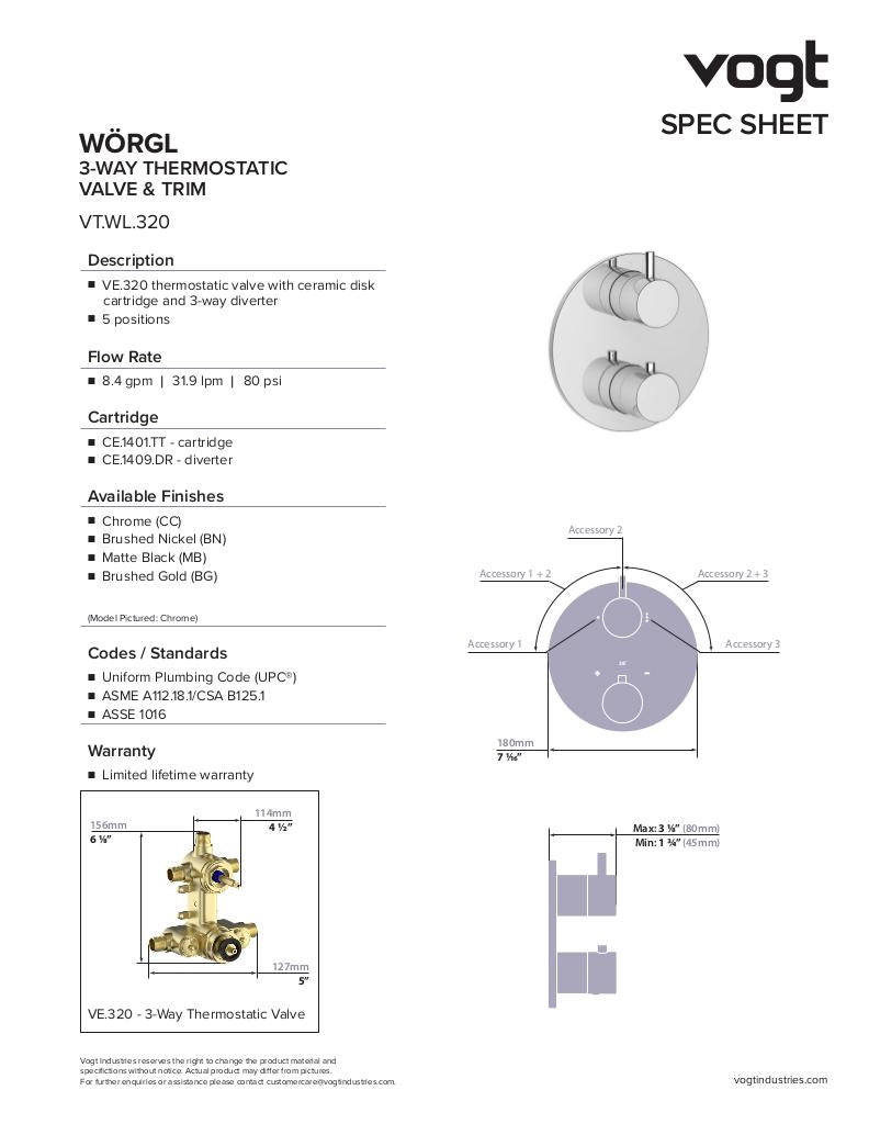 Vogt Worgl 3-Way Thermostatic Shower Kit with Body Jets - image 3