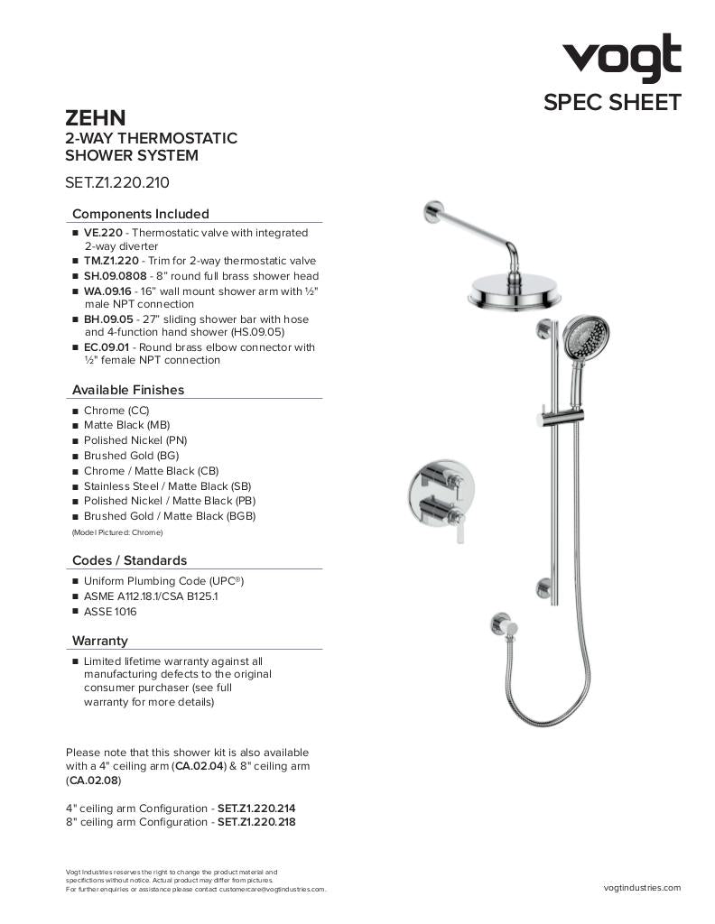 Vogt Zehn 2-Way Thermostatic Shower Kit SET.Z1.220.210 - image 2