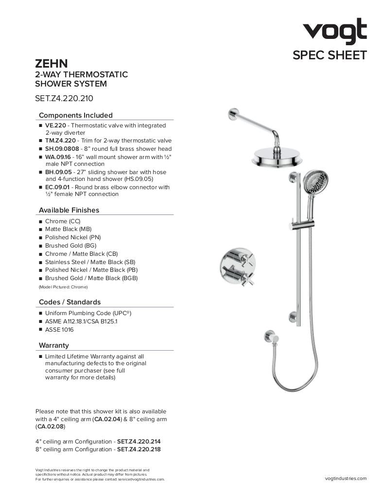 Vogt Zehn 2-Way Thermostatic Shower Kit SET.Z4.220.210 - image 2