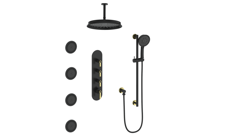Vogt ZEHN 3/4" HIGH-FLOW TH SHOWER KIT WITH BODY JETS AND 6" CEILING ARM