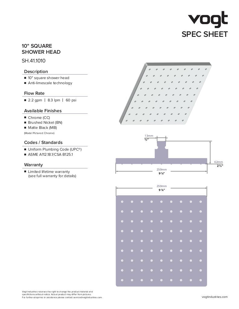10" SQUARE SHOWER HEAD