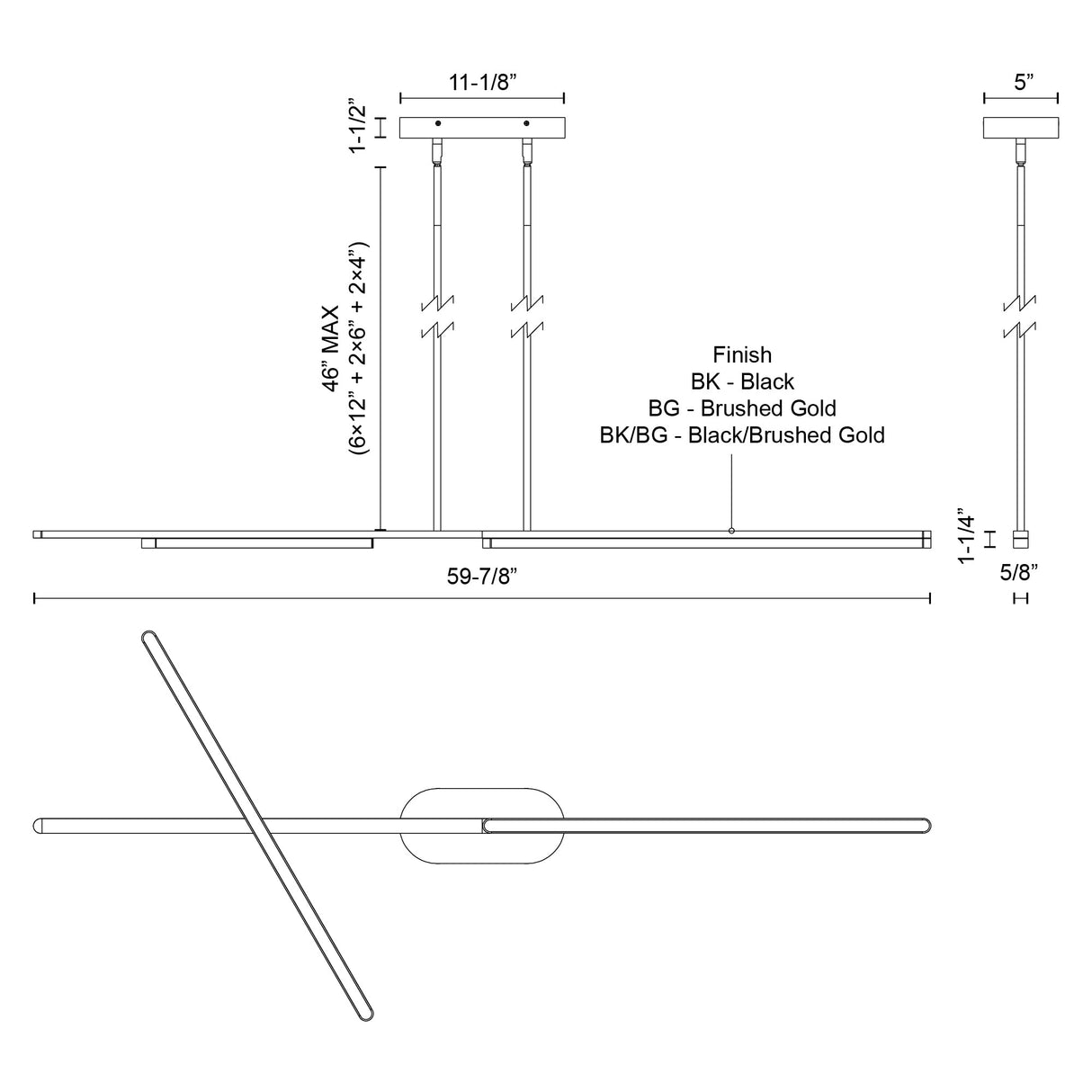 Kuzco Shift 60-in Linear Pendant