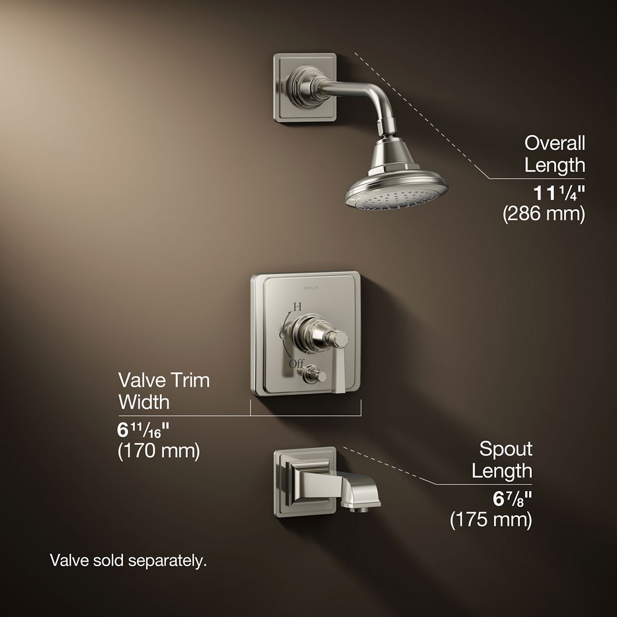 Pinstripe® Pure Rite-Temp® bath and shower trim kit with push-button diverter and lever handle, 2.5 gpm