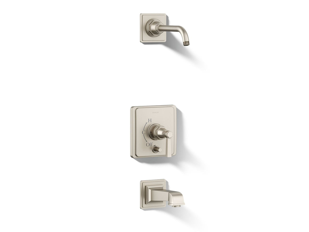 Pinstripe® Pure Rite-Temp® bath and shower trim kit with push-button diverter and lever handle, without showerhead