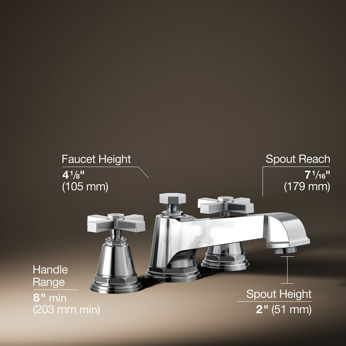 Pinstripe® Pure Deck-mount bath faucet trim with cross handles