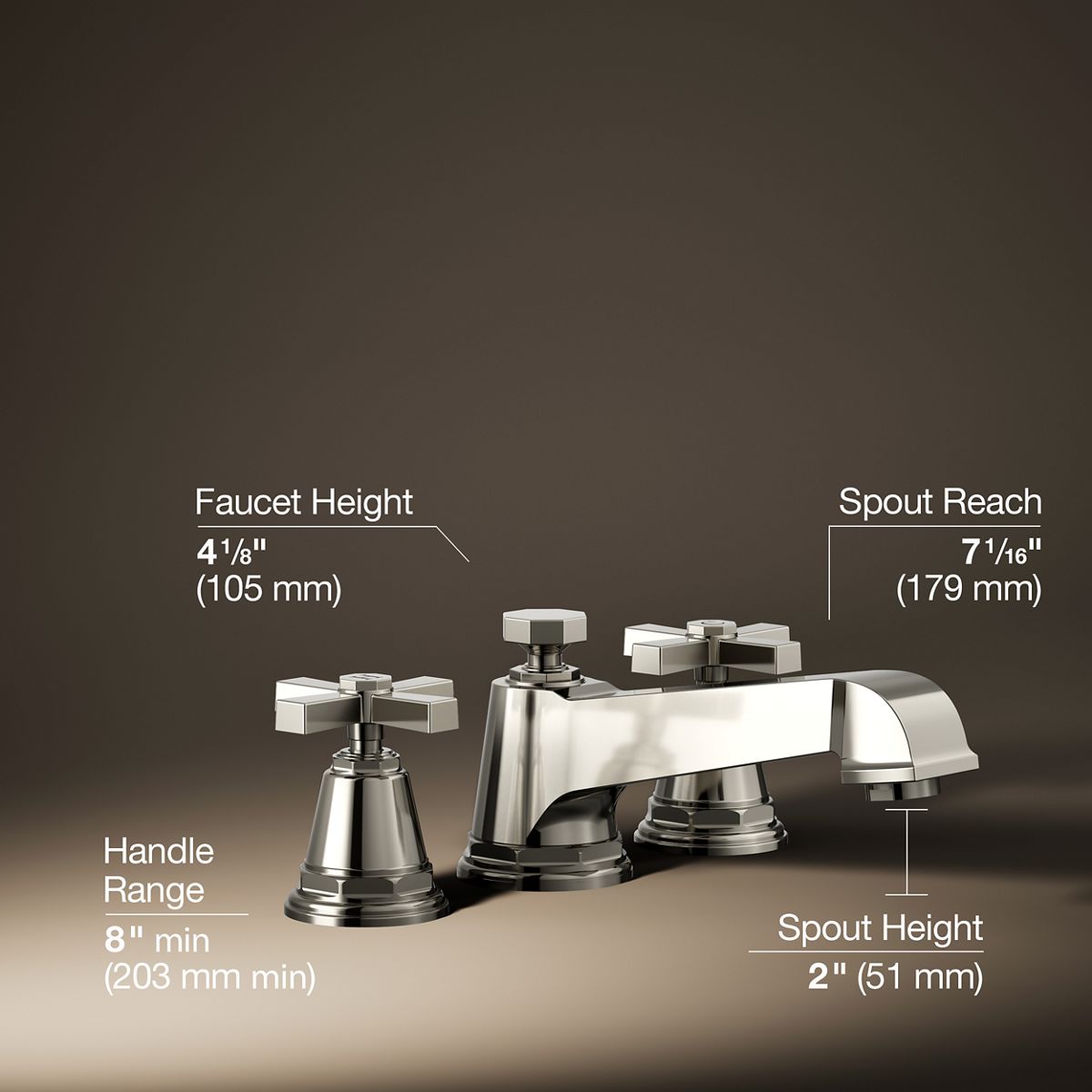 Pinstripe® Pure Deck-mount bath faucet trim with cross handles
