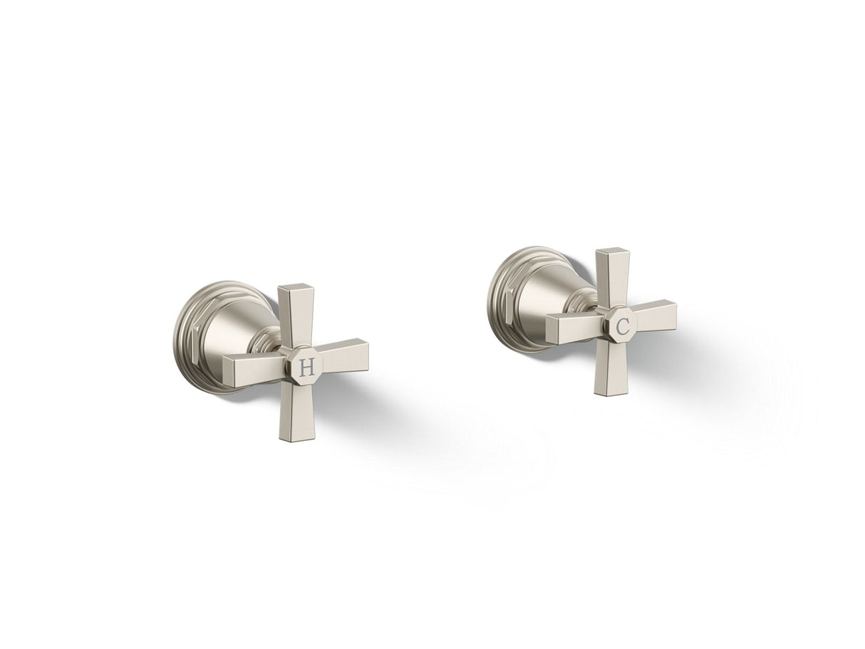 Pinstripe® Pure Deck-mount bath faucet handle trim with Cross design