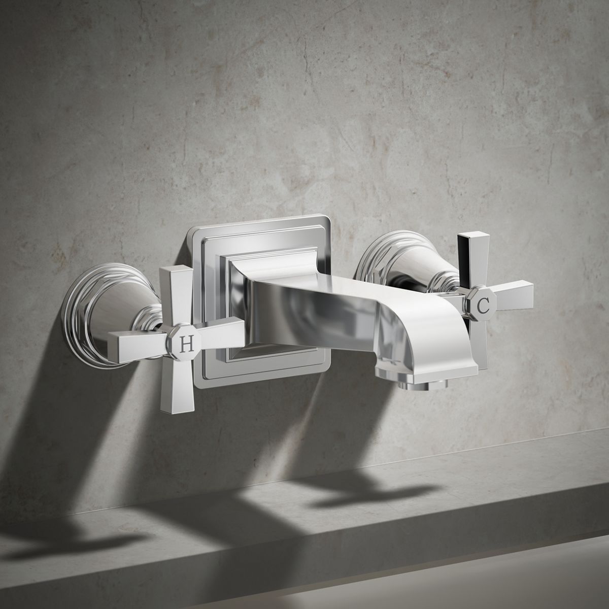 Pinstripe® Pure Deck-mount bath faucet handle trim with Cross design